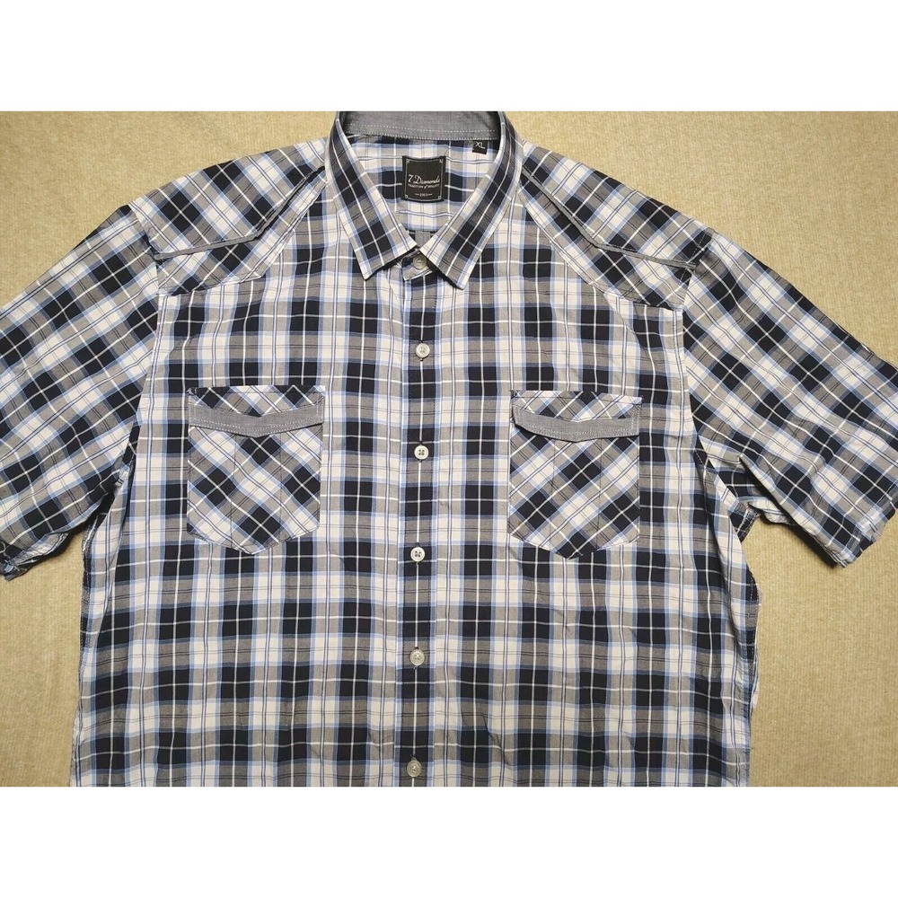 7‎ Diamonds Mens Western Short Sleeve Shirt - XL Slim Fit - Picture 2 of 9